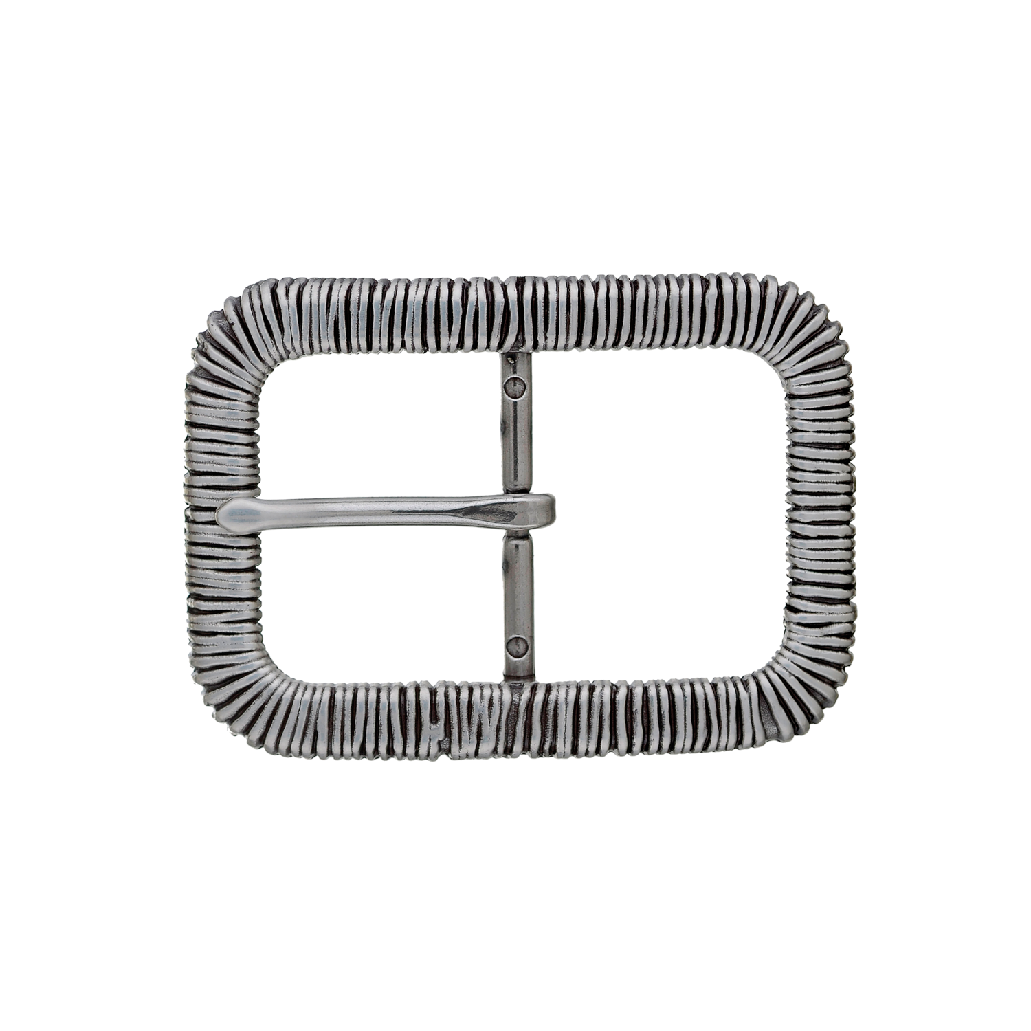 Ribbed Halo 40mm belt buckle in English Silver.