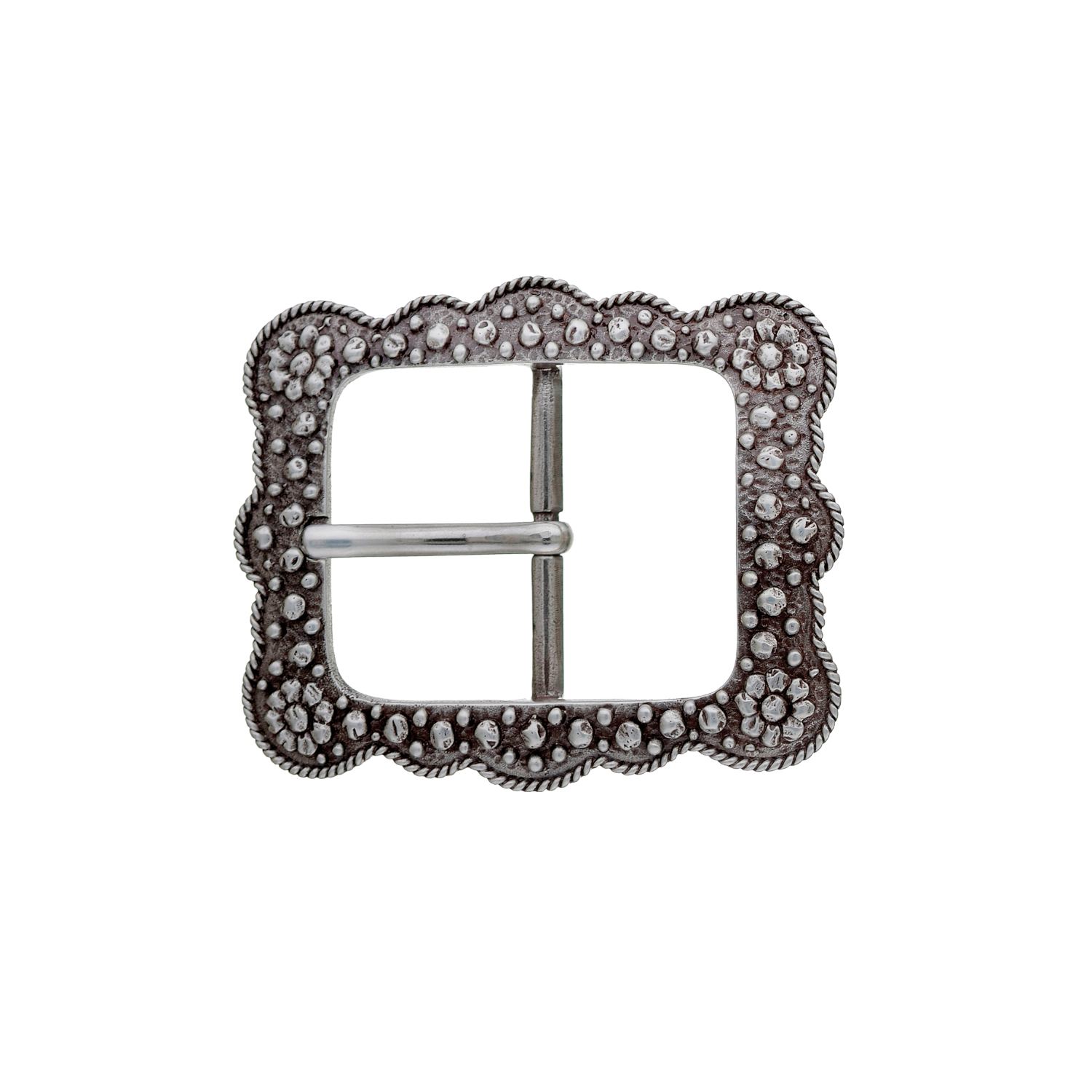 Pebble Lace 38mm belt buckle in English Silver.