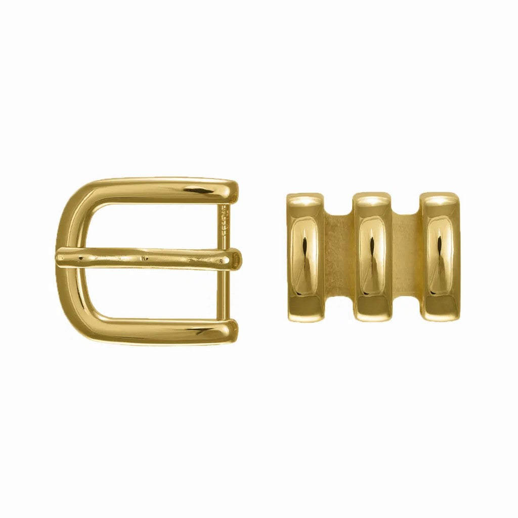 Rounded D-Frame + Triple Loop 35mm Belt Buckle – Gold Palladium Nickelfree HQ,