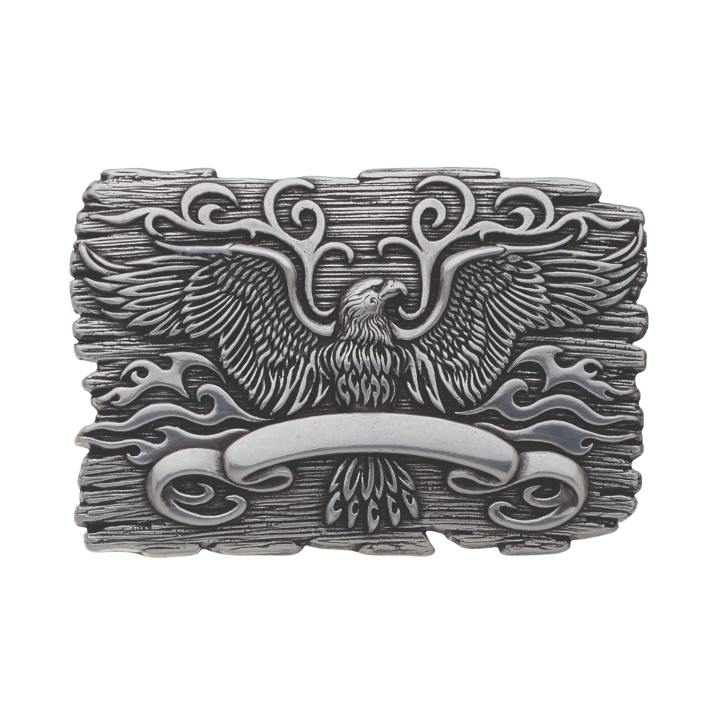 Eagle Flames 40mm Belt Buckle – English Silver, Zamak