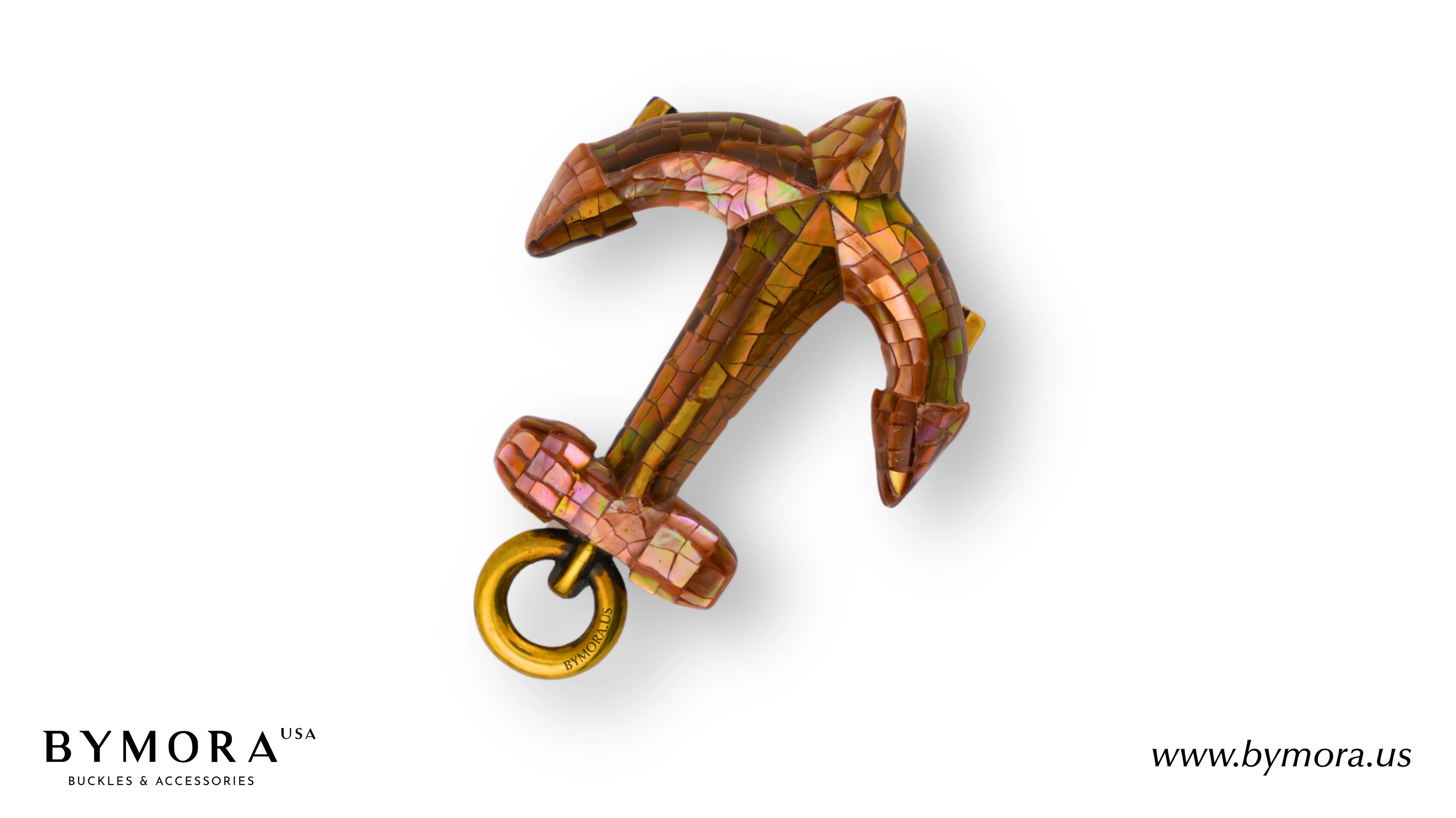 Luxury belt buckle anchor with orange mother of pearl Italian design