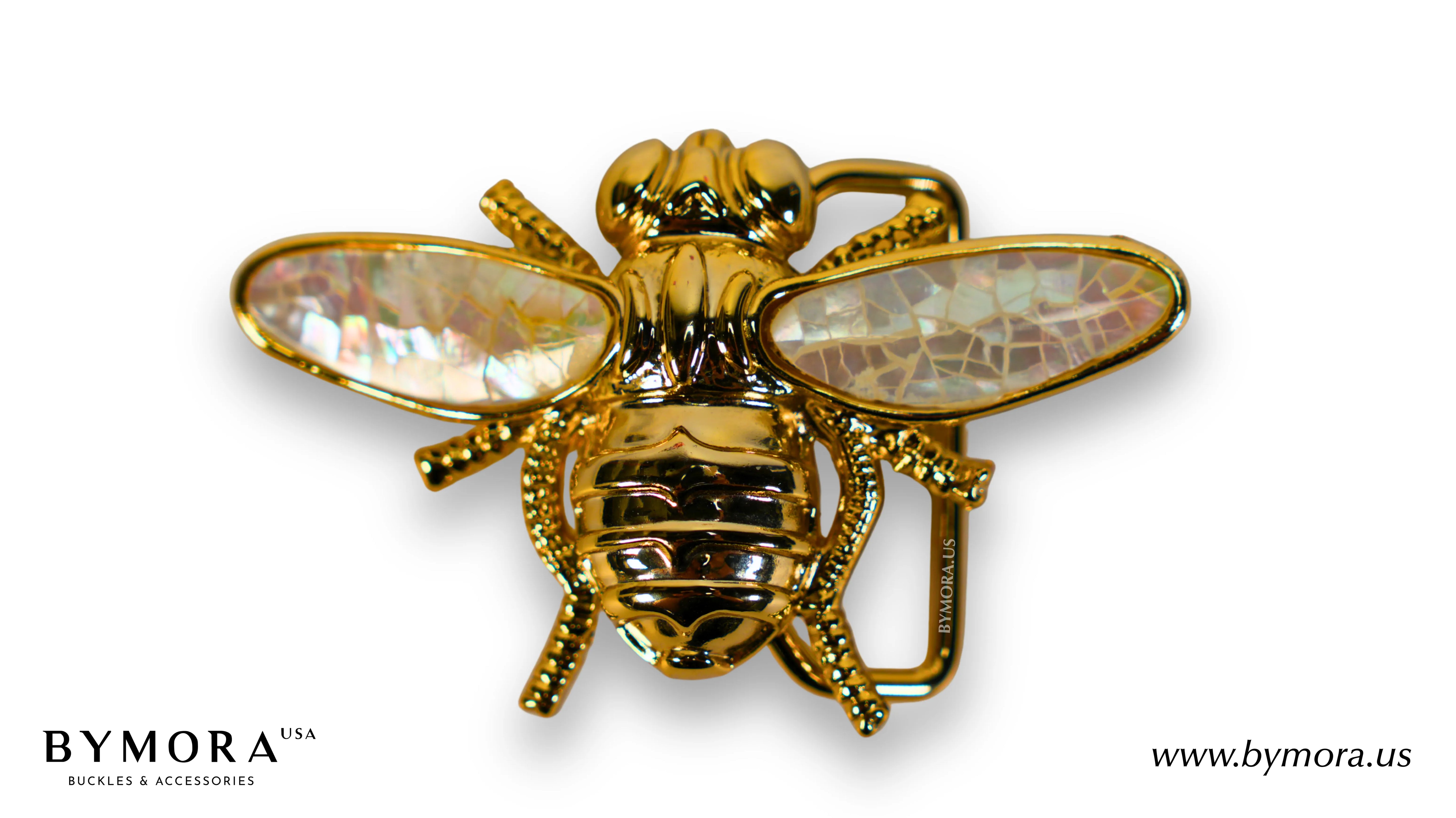 Luxury belt buckle bee with mother of pearl Italian design