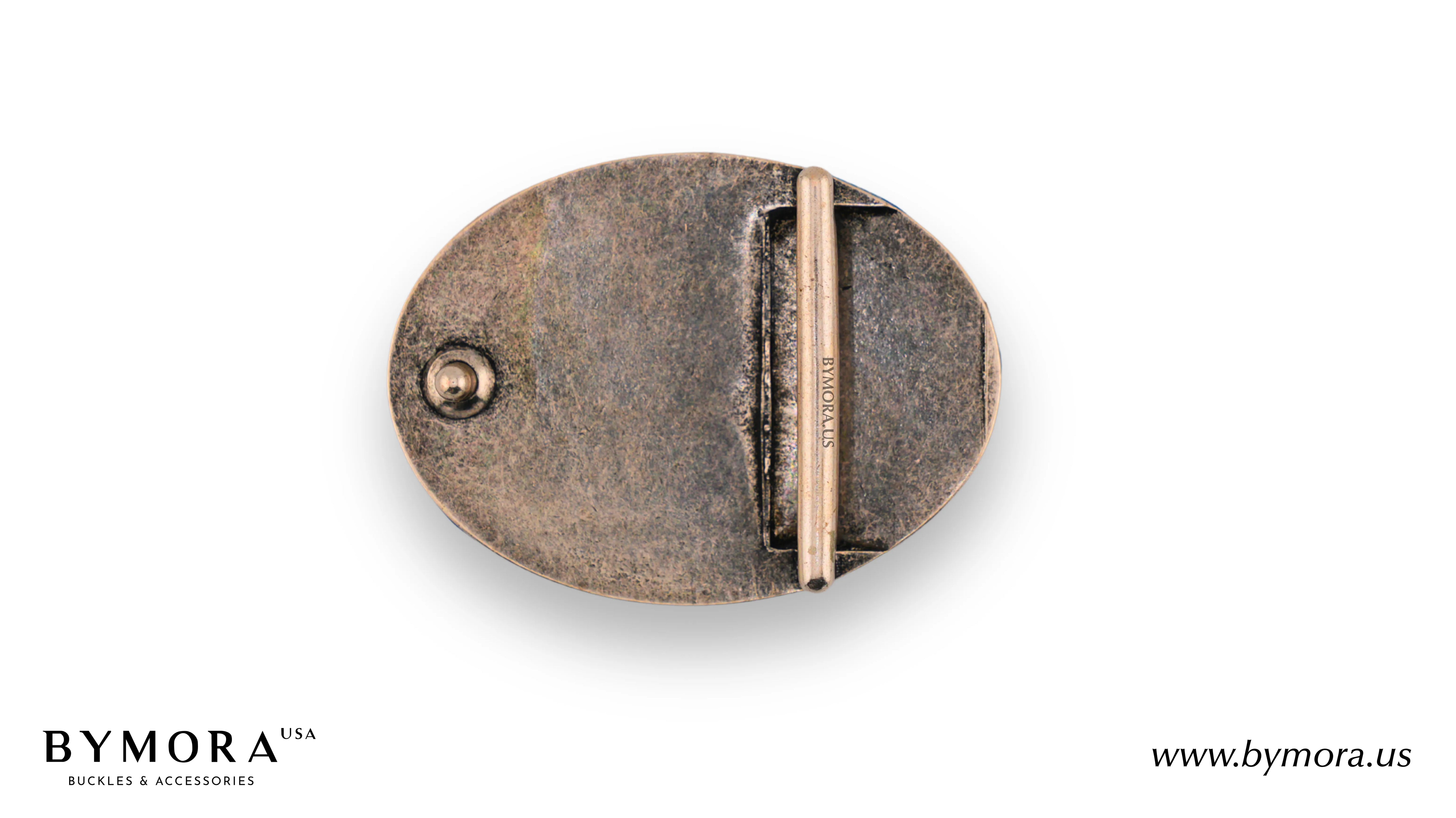 Luxury belt buckle oval with blue mother of pearl Italian