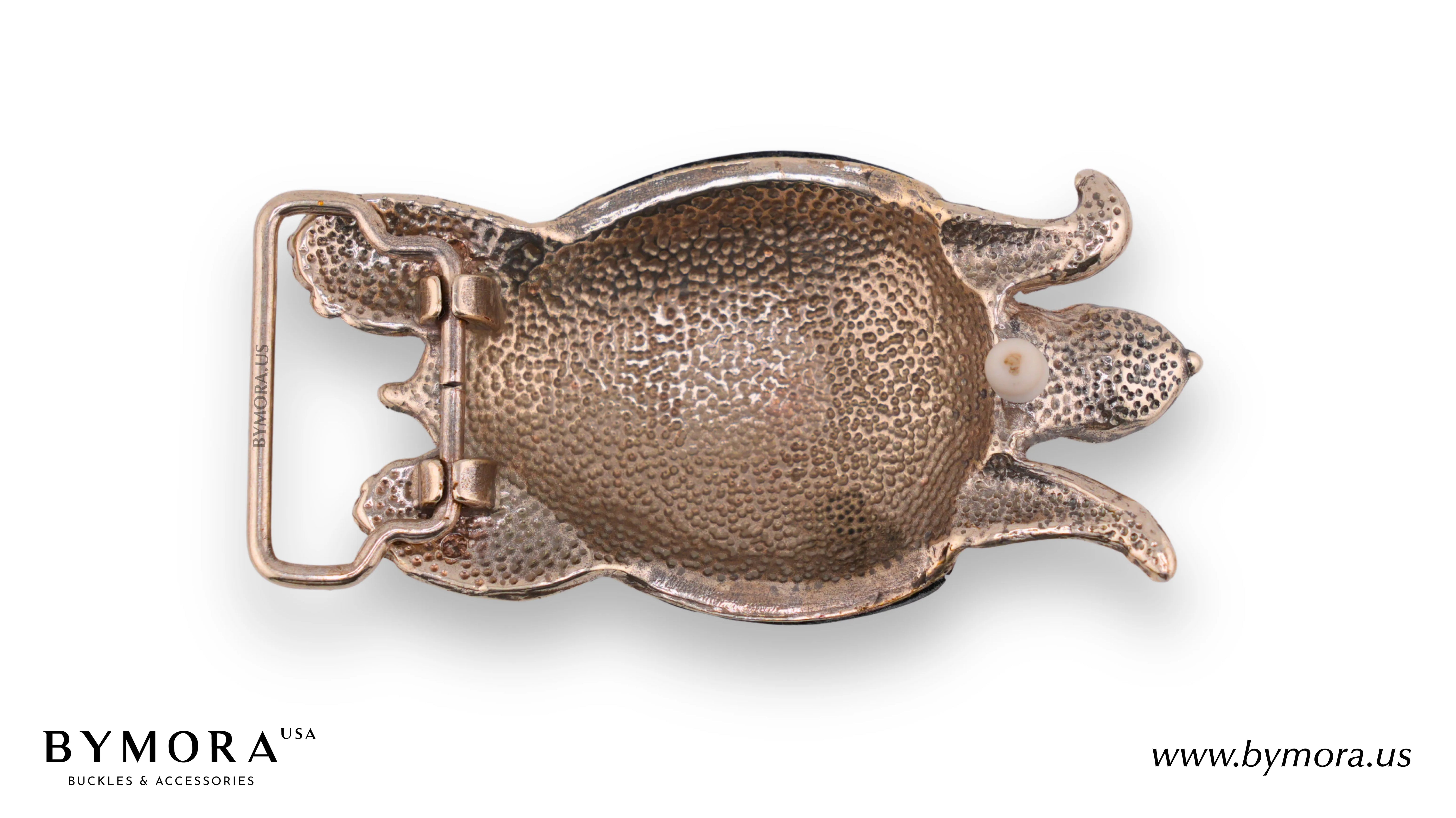 Luxury belt buckle turtle with amber mother of pearl Italian design