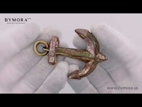 Load video: Anchor 40mm Belt Buckle – Old Gold Finish + Cracked Brown Lip Mother of Pearl