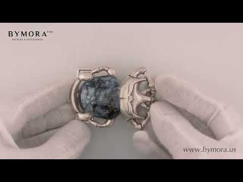 Load video: Scarab 40mm Belt Buckle – English Silver Finish + Cracked Black Agate Mother of Pearl