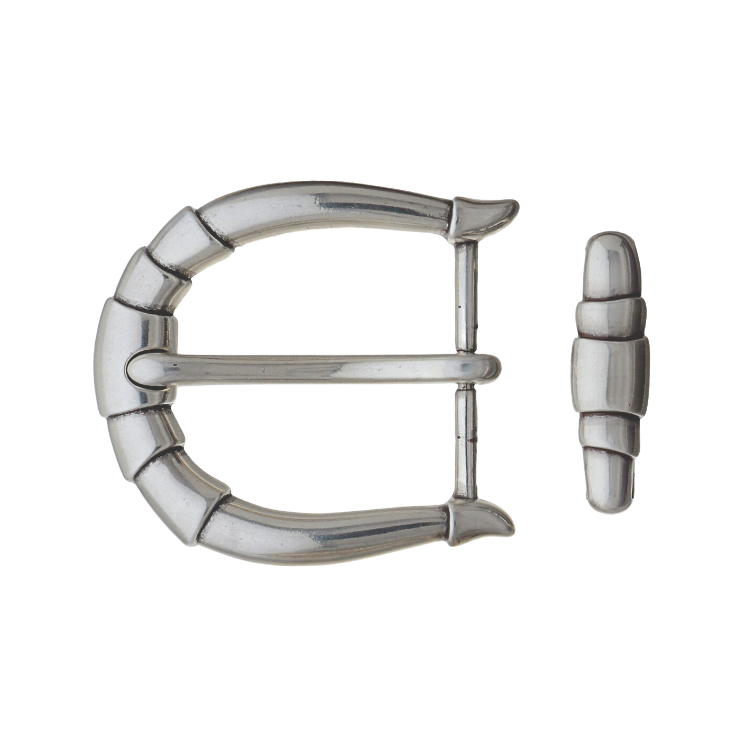 Bamboo Curve 40mm belt buckle in English Silver. 