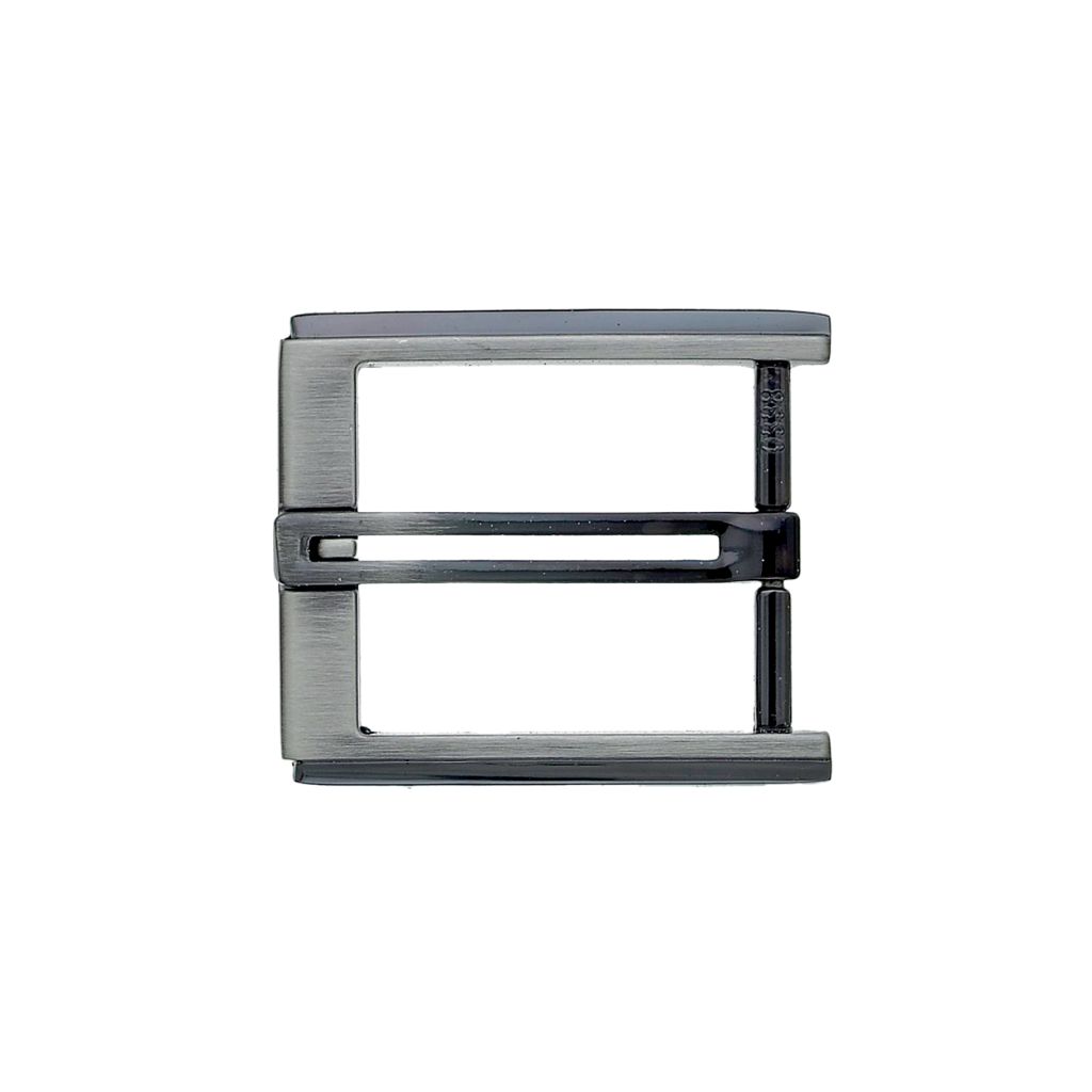 Modern Double-Bar 40mm belt buckle in Brushed Gun Metal. 