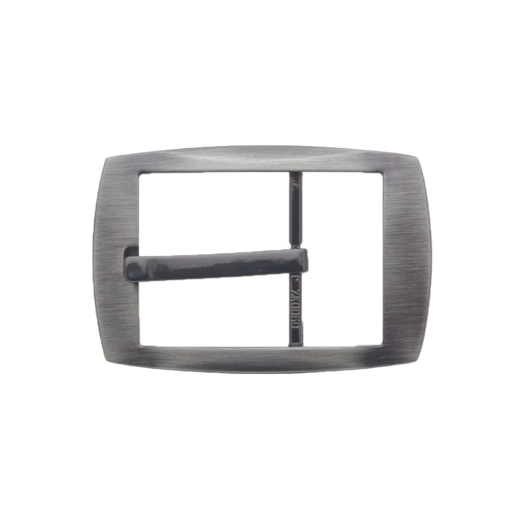 Modern Soft-Rectangle 40mm belt buckle in Brushed Gun Metal. 