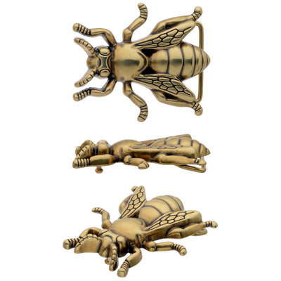 Antique gold bee belt buckle, insect bug themed fashion accessory, vintage western belt hardware for men and women