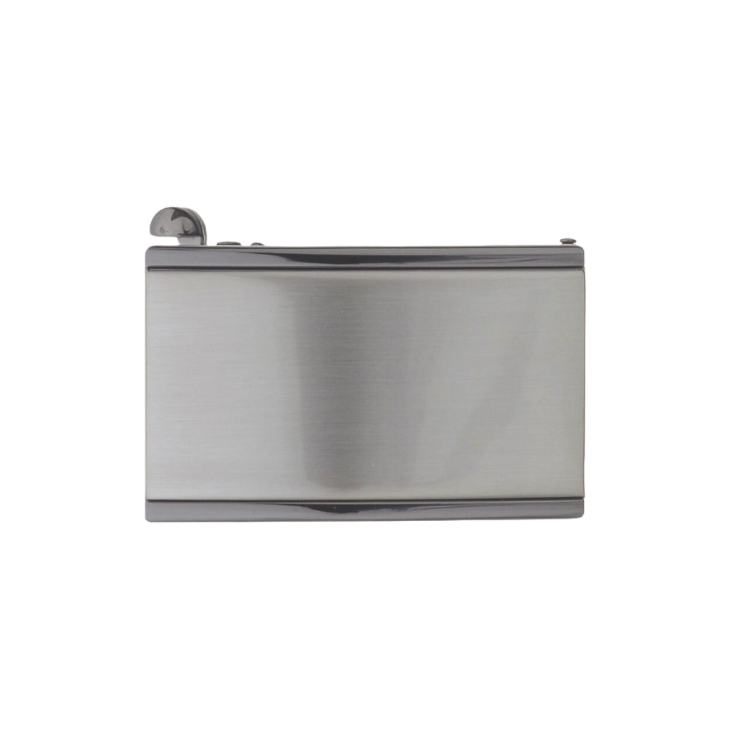 Top-Rail Plaque Clamp 35mm Belt Buckle – Shiny Gun Metal + Brushed Nickelfree,