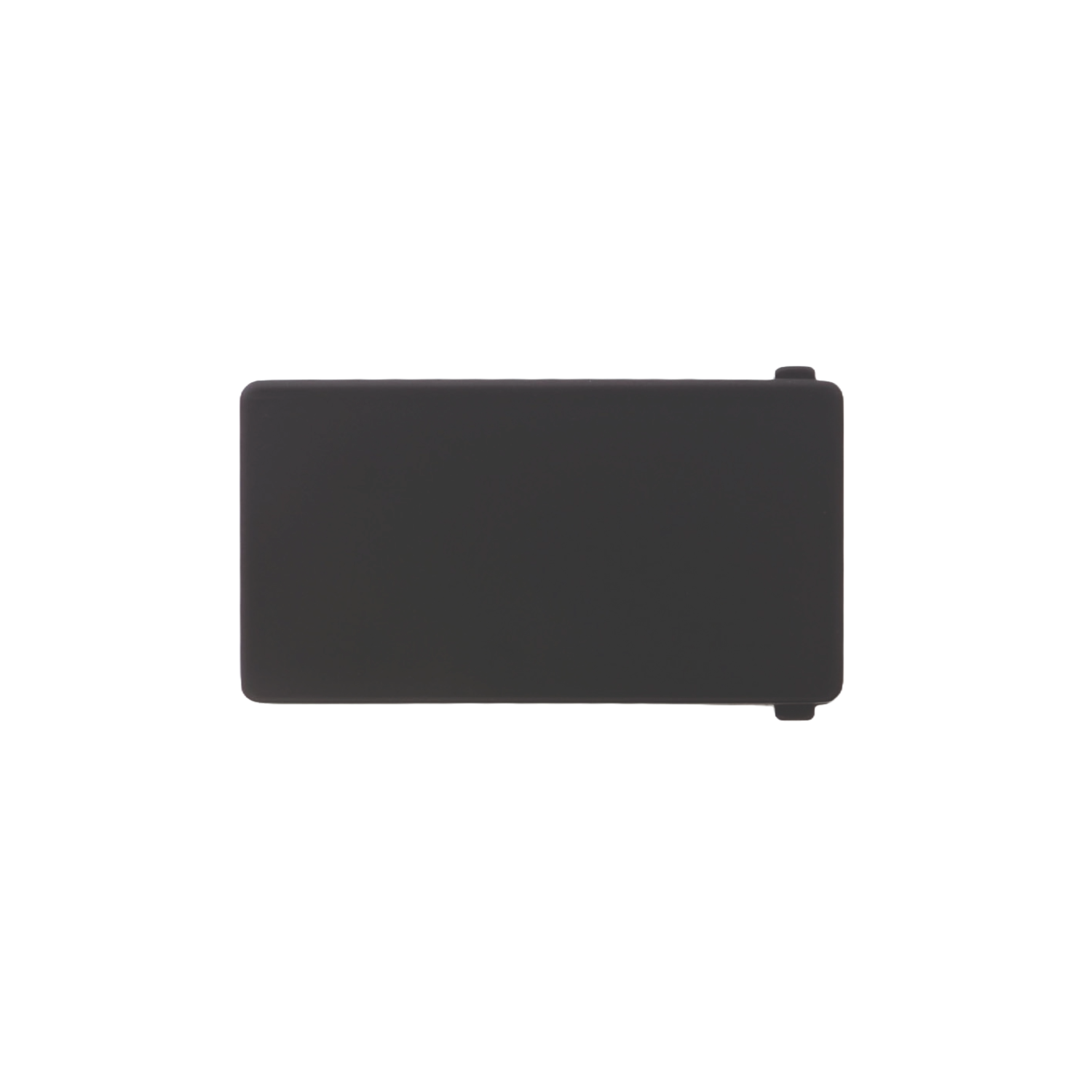 Rectangular belt buckle base plate in matte black finish, front view