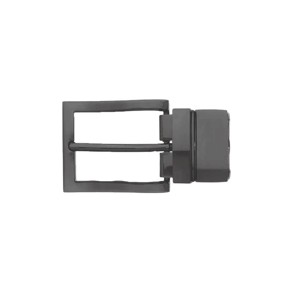 Glossy black rectangular frame belt buckle with roller-style prong and clamp, fits 30mm belt strap