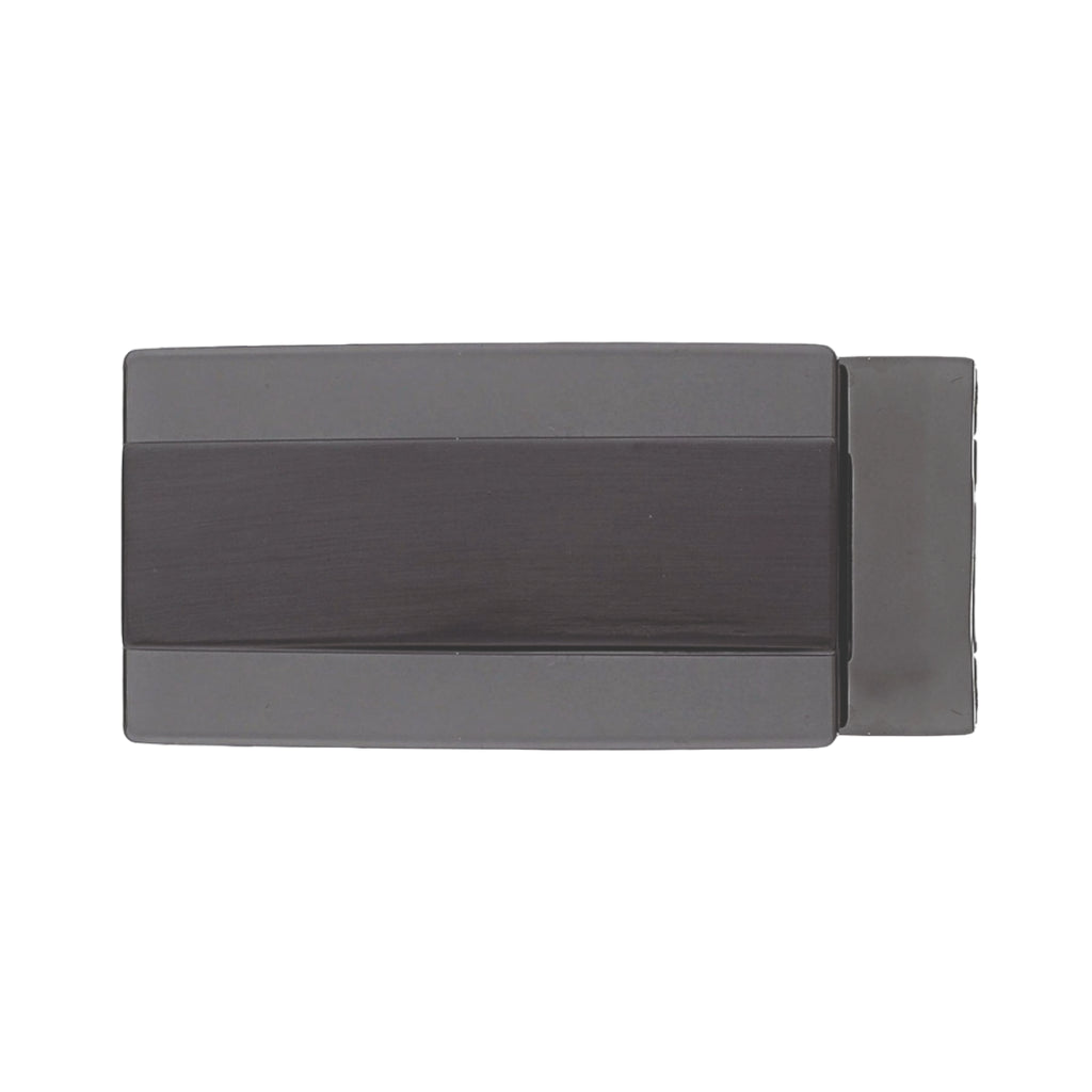 Rectangular belt buckle in gunmetal finish with brushed center panel