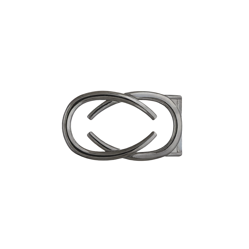 Interlocking Ovals 25mm belt buckle in Shiny Gun Metal.