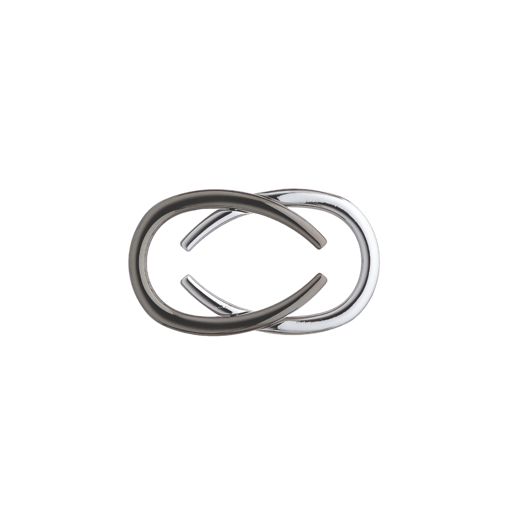 Two-tone interlocking ovals 25mm buckle in Palladium Nickelfree HQ + Shiny Gun Metal.