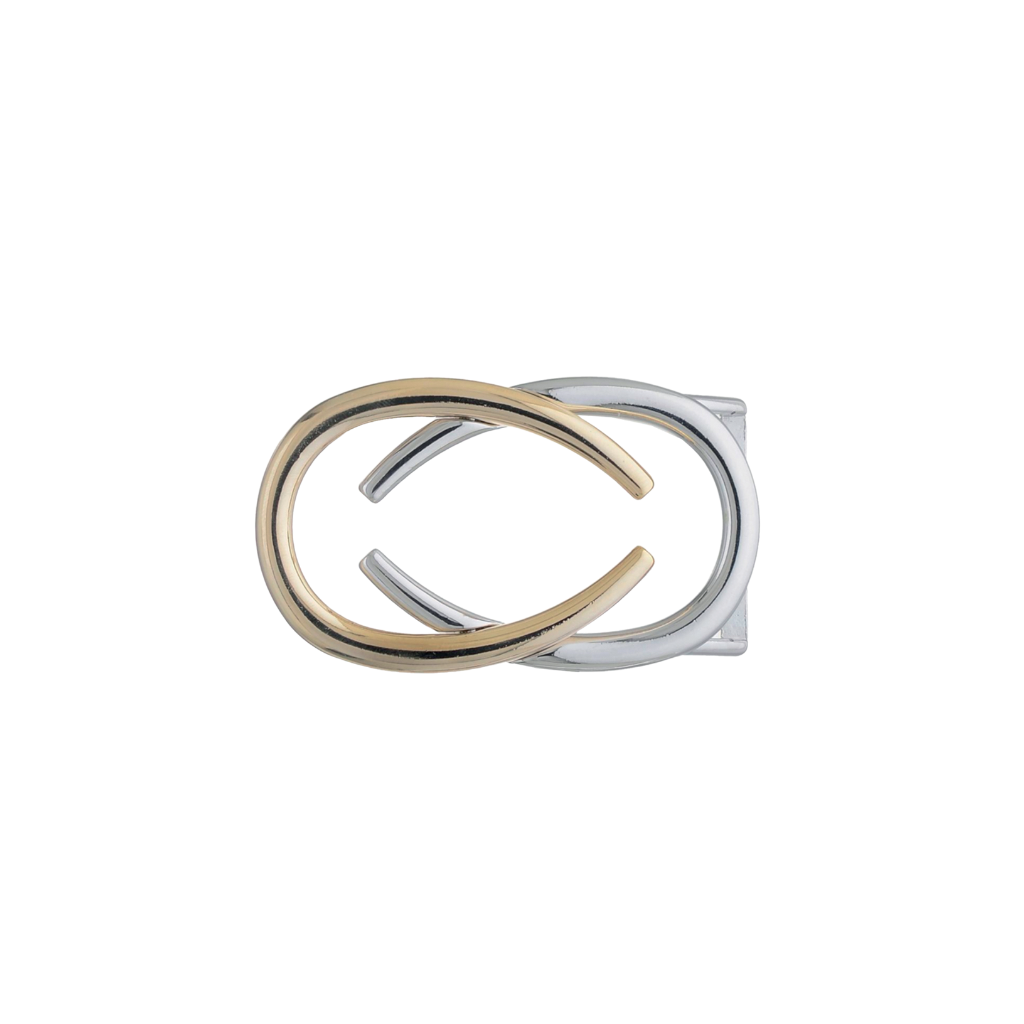 Interlocking ovals 25mm belt buckle in Palladium Nickelfree HQ + Light Gold Finish.