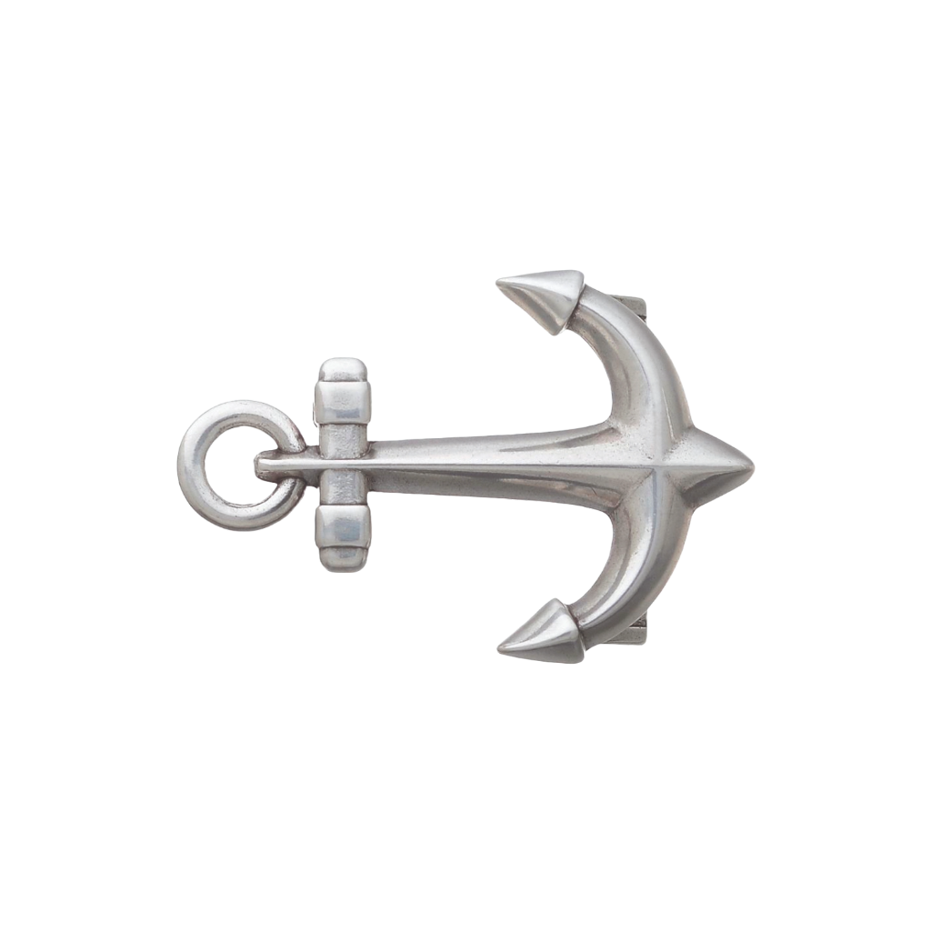 Solid silver anchor belt buckle, a timeless fashion accessory with a nautical and classic Italian design.

