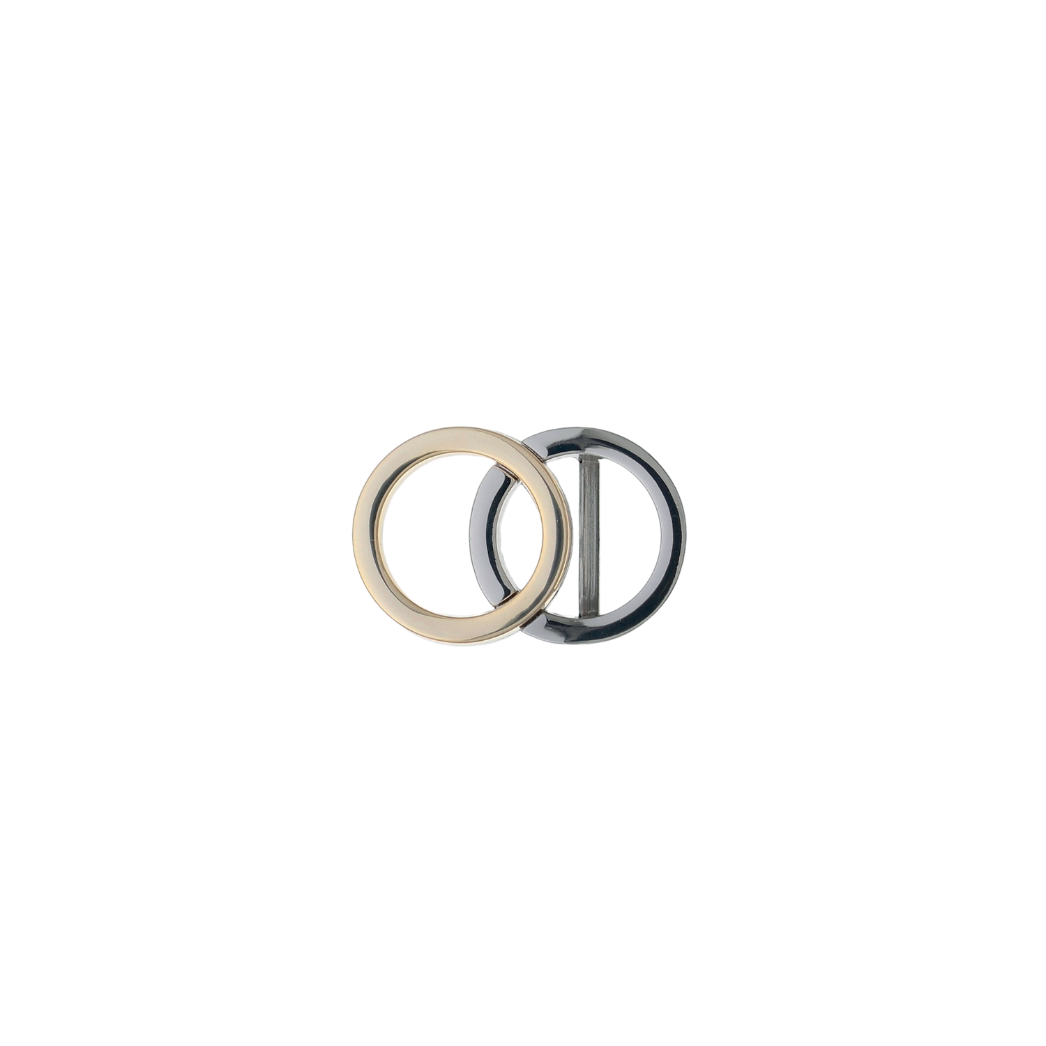 Interlocking Rings 25mm belt buckle in two-tone Palladium Nickelfree HQ and Light Gold.