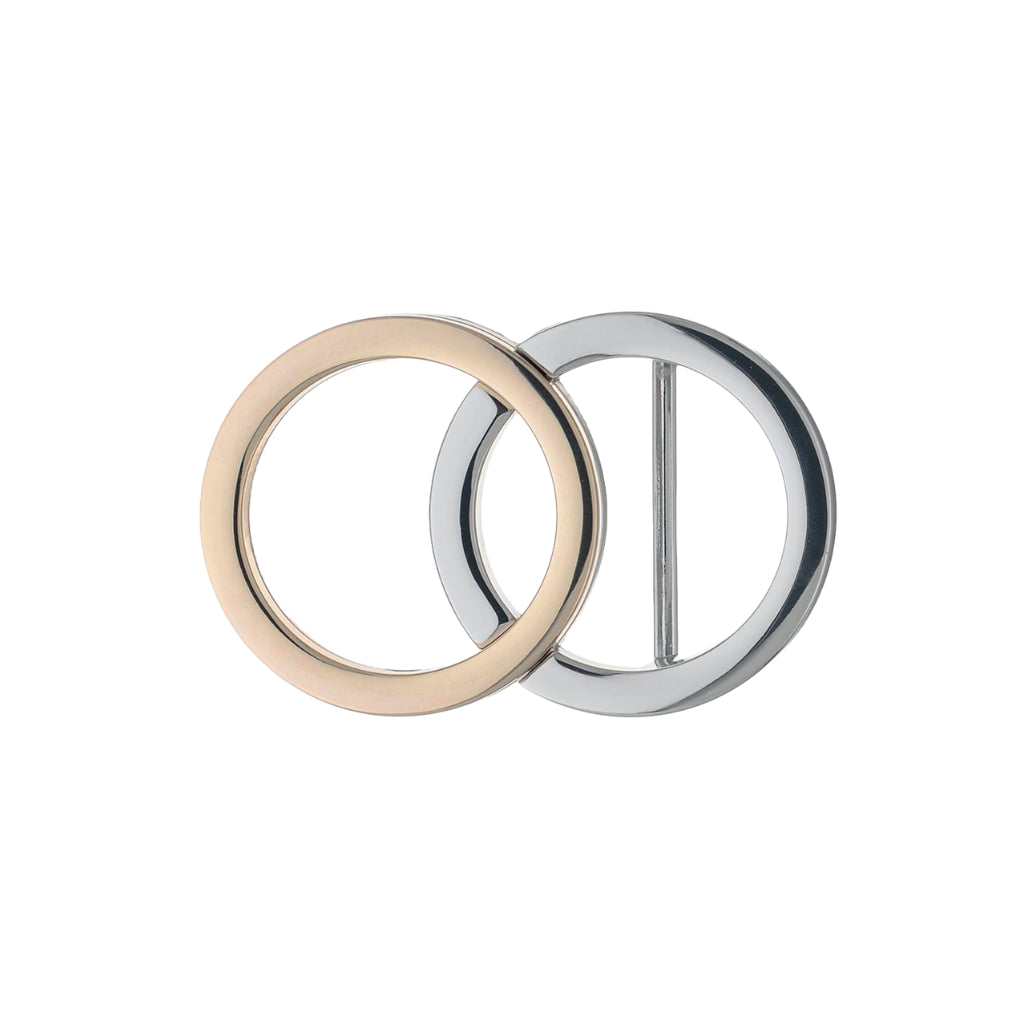 Interlocking Rings 35mm buckle in two-tone Palladium Nickelfree HQ and Light Gold.