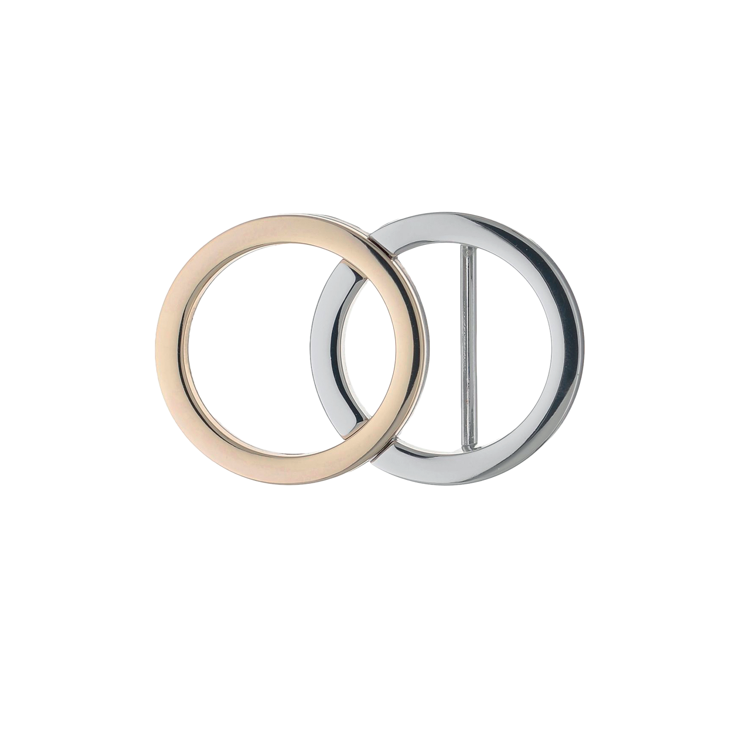 Interlocking Rings 40mm buckle in two-tone Palladium Nickelfree HQ and Light Gold.