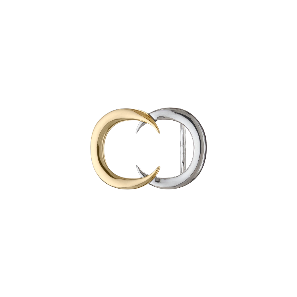 Twin Crescent 25mm buckle in Palladium Nickelfree HQ + Light Gold. 