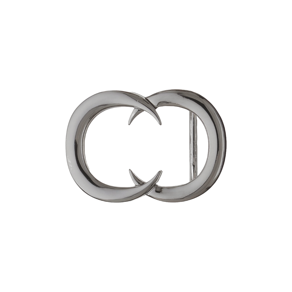 Twin Crescent 35mm buckle in Shiny Gun Metal.