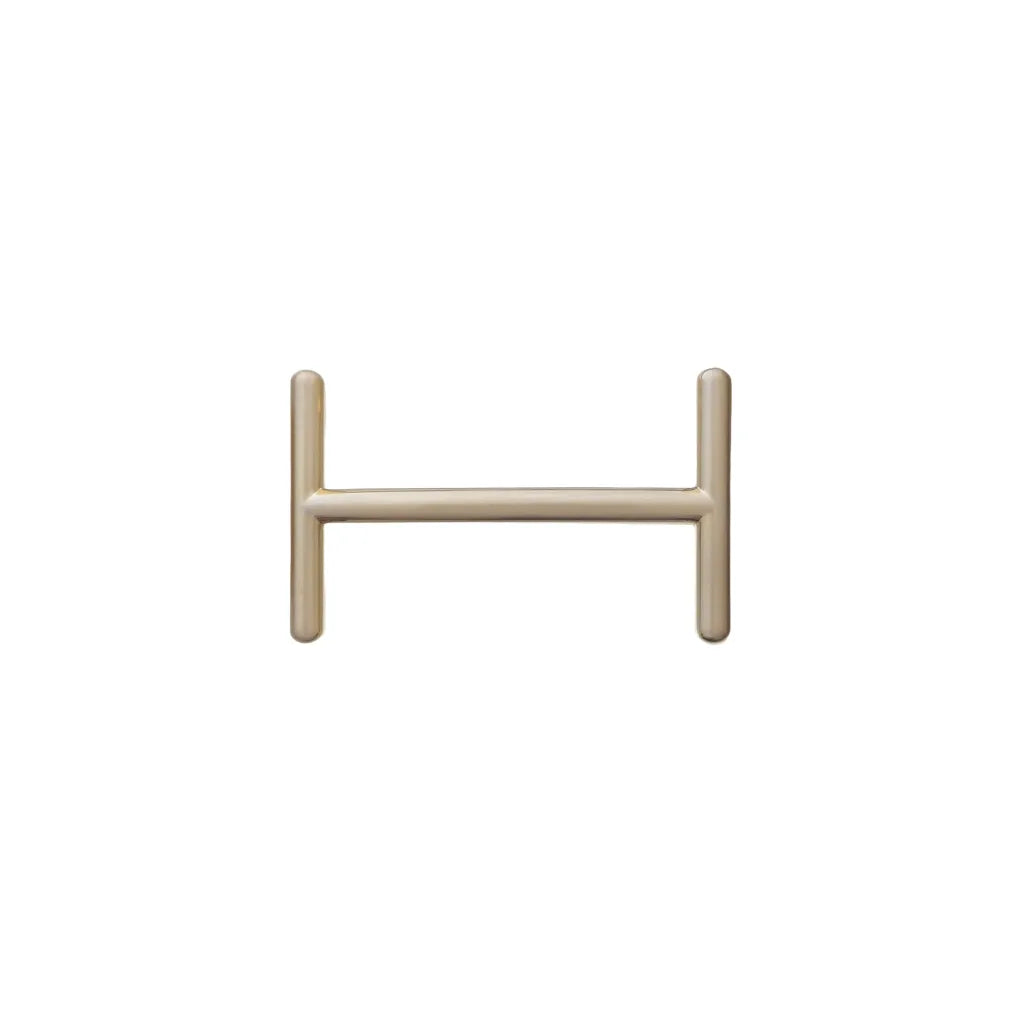 Light gold belt buckle center bar hardware for strap attachment