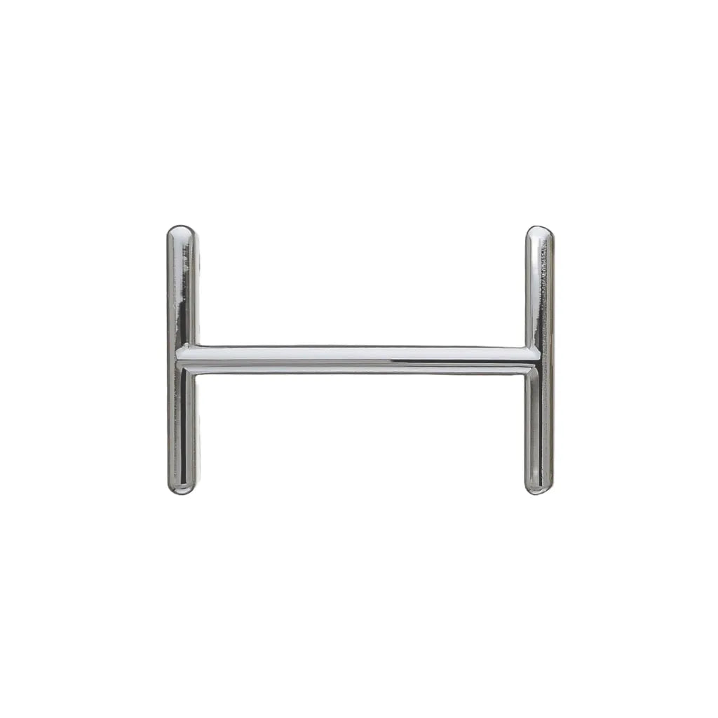 Polished silver belt buckle center bar hardware for strap attachment