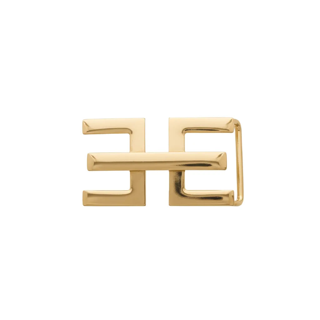 Double E 25mm belt buckle in Light Gold. Designed in Italy and built in durable zamak for a sleek, versatile look.