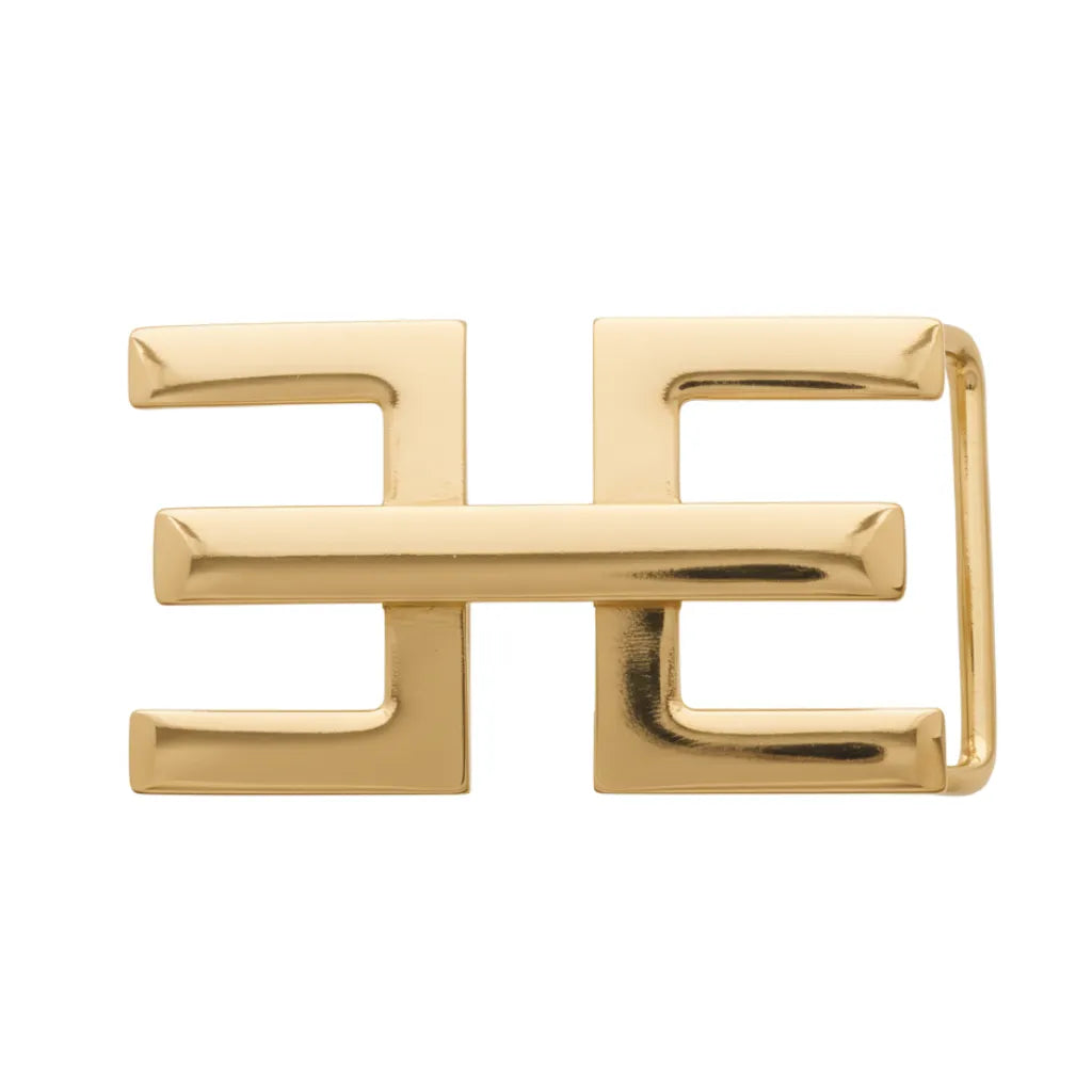 Light Gold Double E 40mm belt buckle. Italian design, durable zamak, clean and versatile.