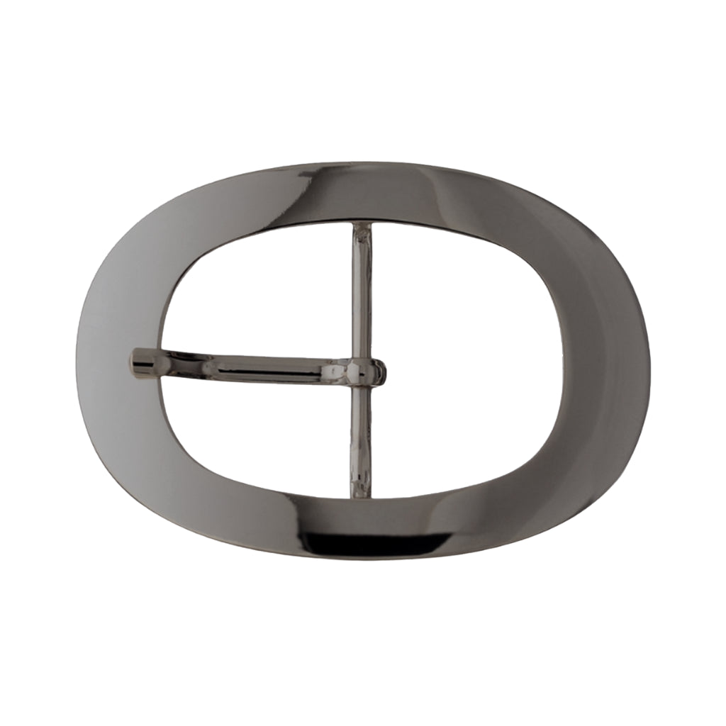 Oval 50mm belt buckle in Shiny Gun Metal Finish, Zamak.