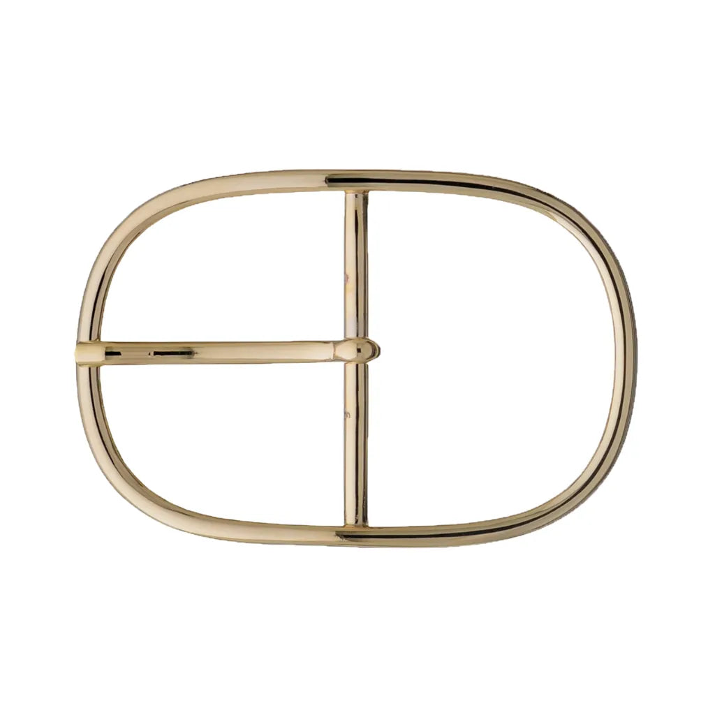 Oval-frame 50mm belt buckle in Light Gold Palladium Nickelfree HQ, made from zamak with a smooth prong and bar. 