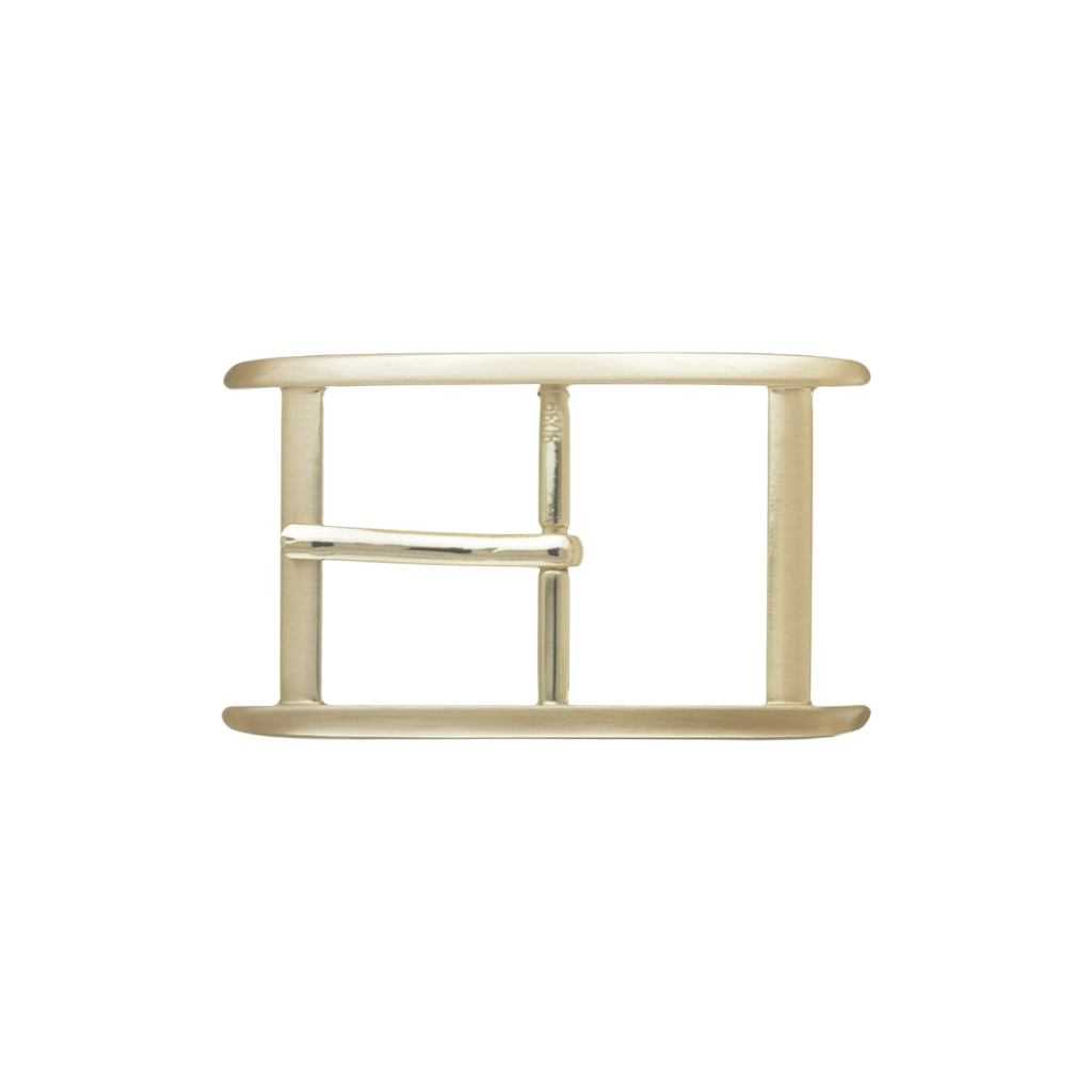 Double-Bar Rectangular Frame 35mm belt buckle in Brushed Light Gold. 