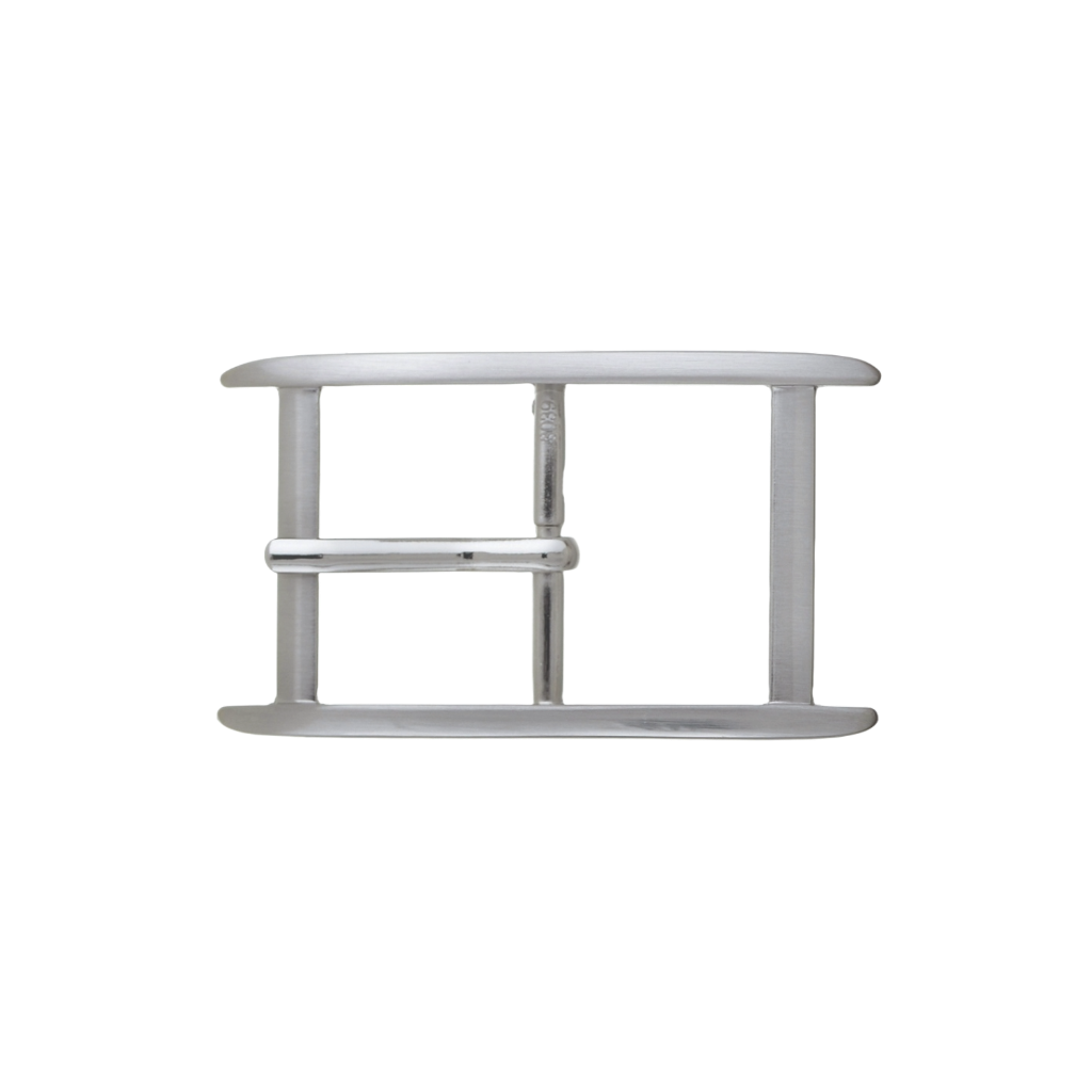 Double-Bar Rectangular Frame 35mm belt buckle in Brushed Nickelfree. 