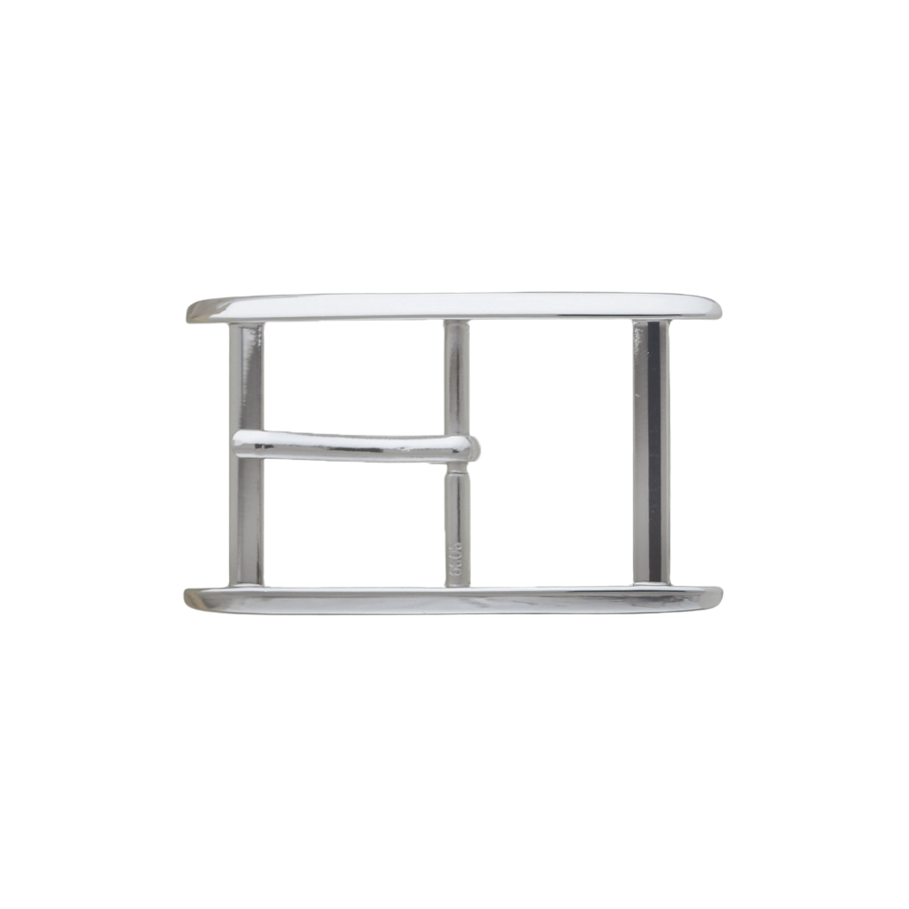Double-Bar Rectangular Frame 35mm belt buckle in Shiny Nickelfree.
