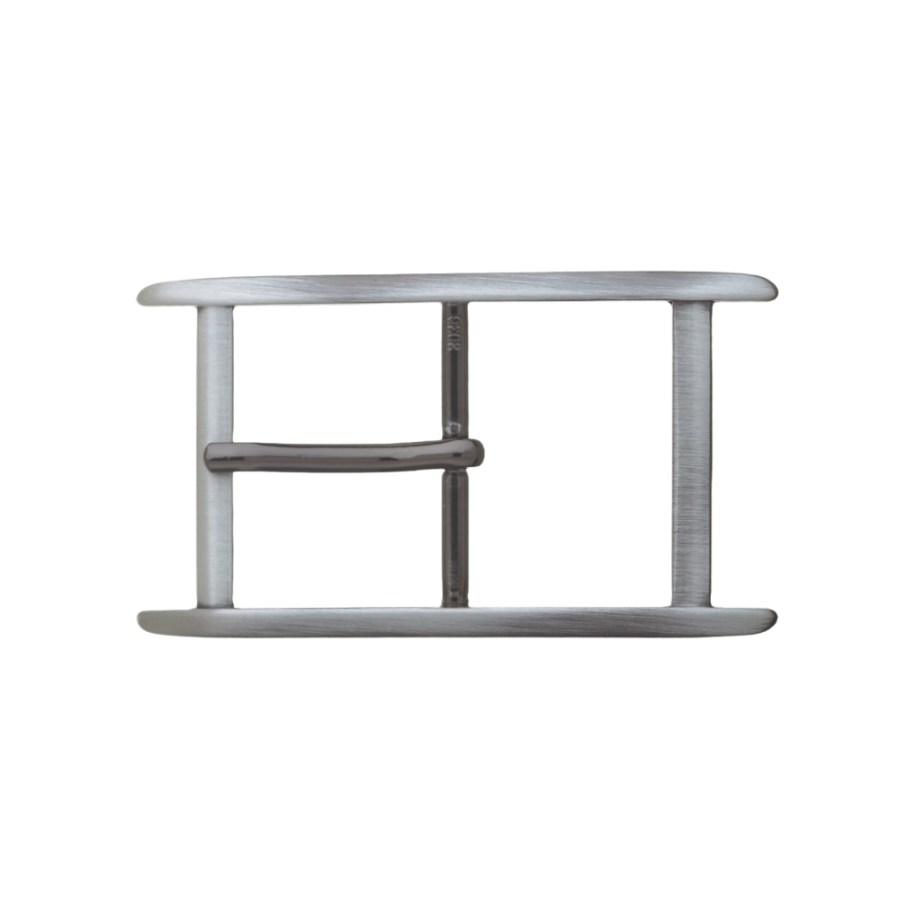 Double-Bar Rectangular Frame 40mm belt buckle in Brushed Gun Metal. 