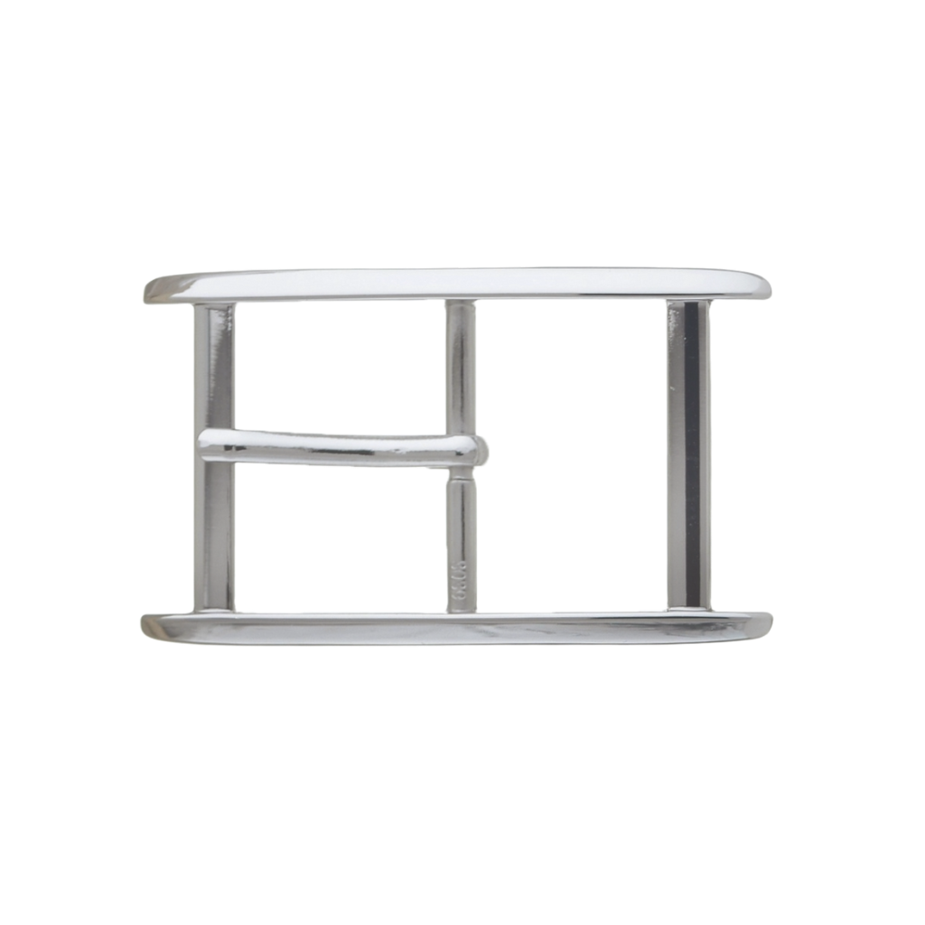 Double-Bar Rectangular Frame 40mm belt buckle in Shiny Nickelfree. 