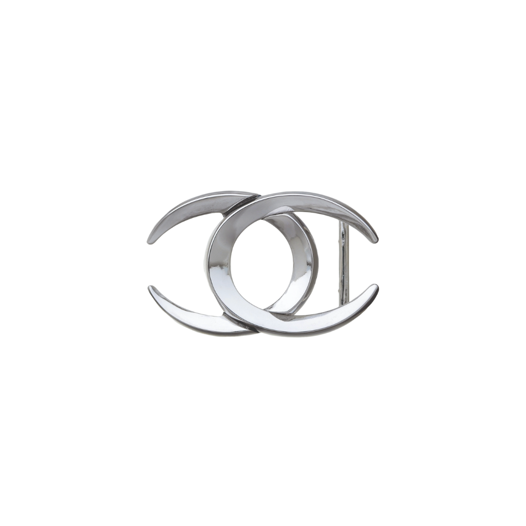 Interlocking Crescent 25mm belt buckle in Shiny Nickelfree.