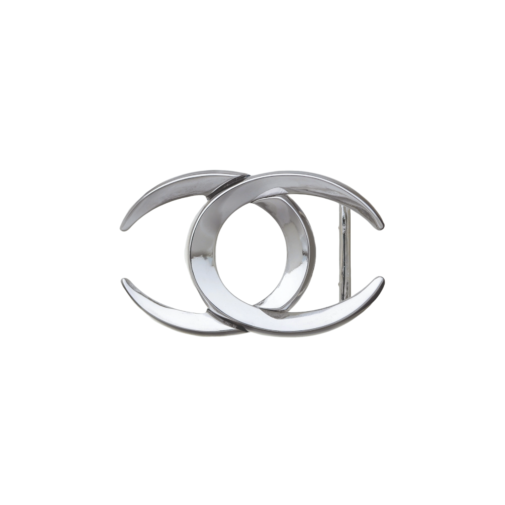 Interlocking Crescent 30mm belt buckle in Shiny Nickelfree.