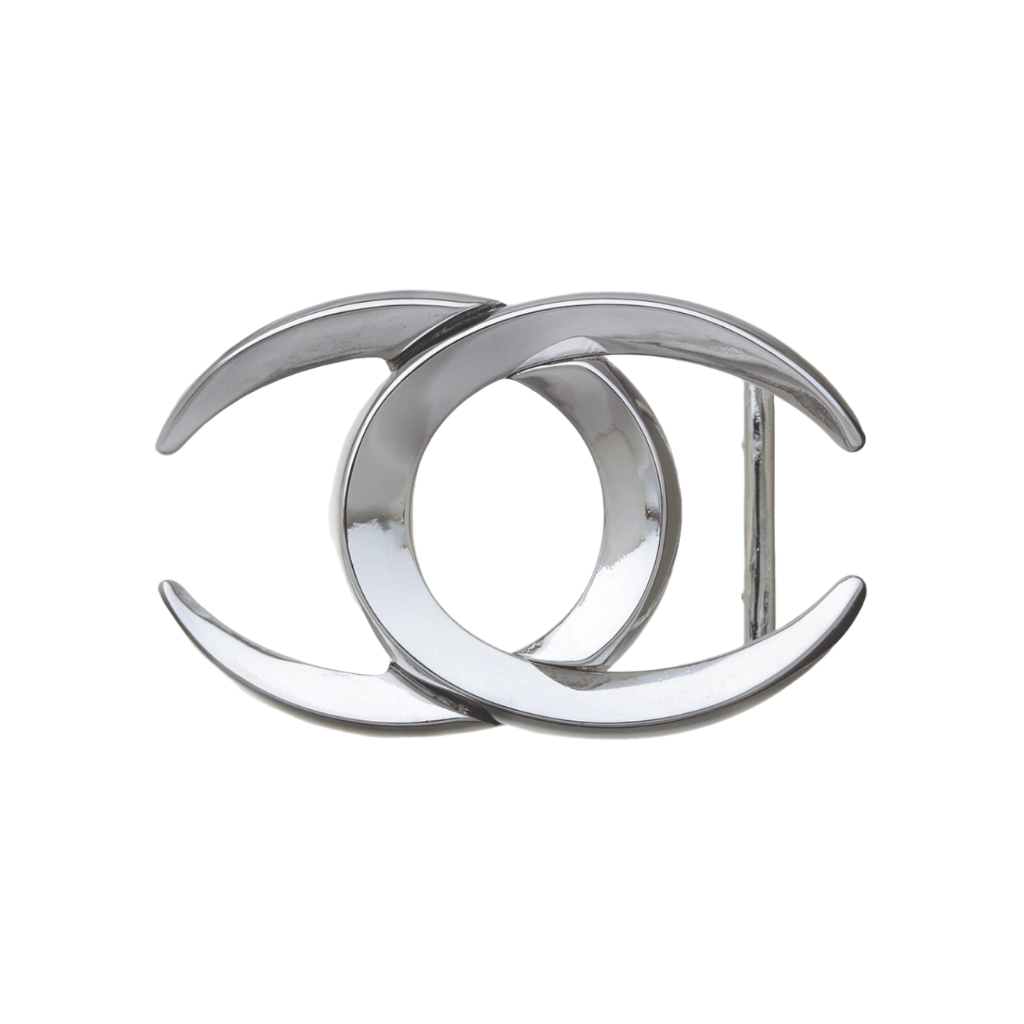 Interlocking Crescent 40mm belt buckle in Shiny Nickelfree.