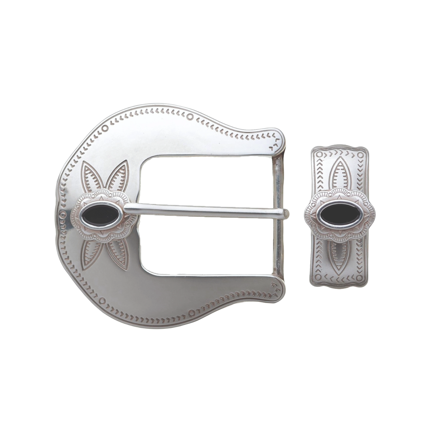 Heritage Enamel Bloom 40mm loop belt buckle in Silver.