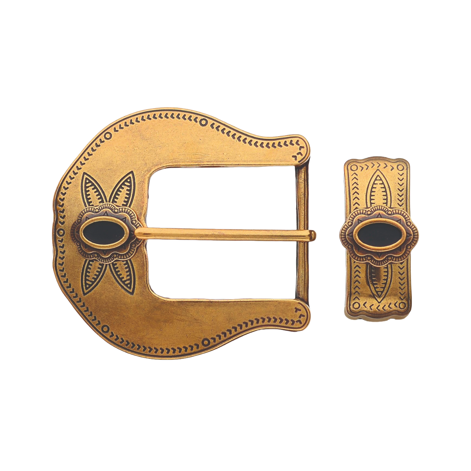 Heritage Enamel Bloom 40mm loop belt buckle in Old Gold.