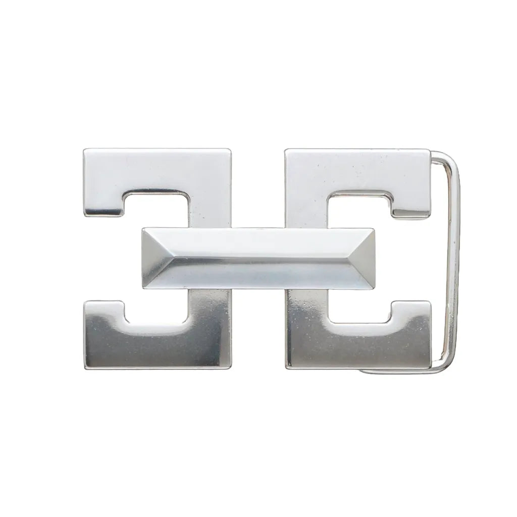 Twin-Bar Belt Buckle 40mm in English Silver.