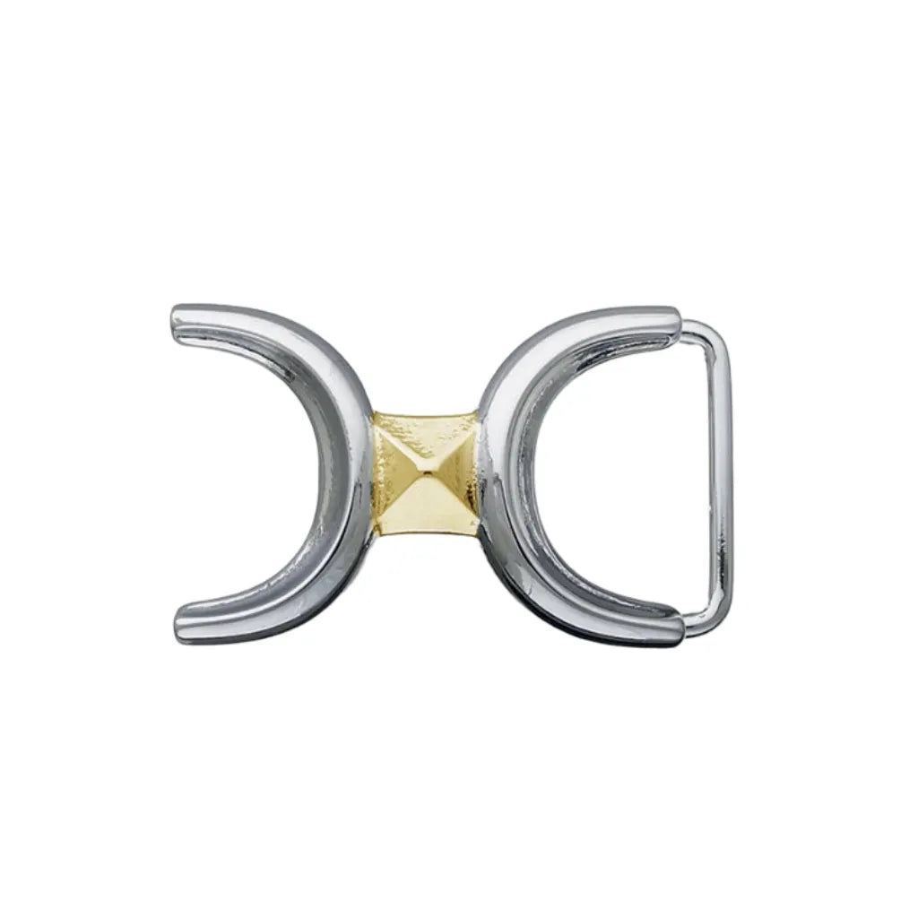 Double-C 35mm belt buckle in Palladium Nickelfree HQ + Light Gold. 