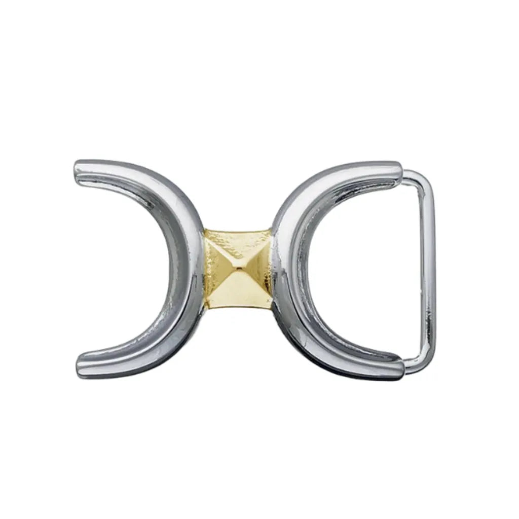 Double-C 40mm belt buckle in Palladium Nickelfree HQ + Light Gold. 
