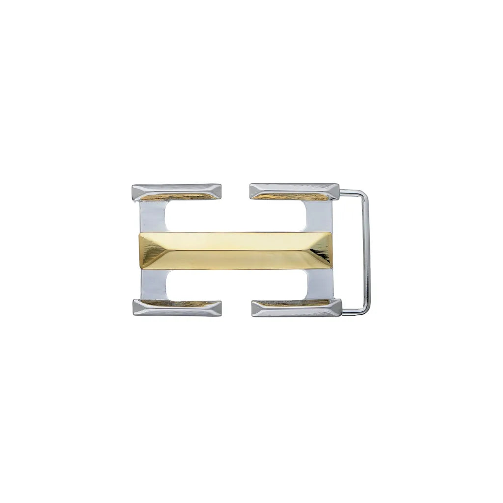 Pyramid-Bar 25mm belt buckle in Palladium Nickelfree HQ + Light Gold. 