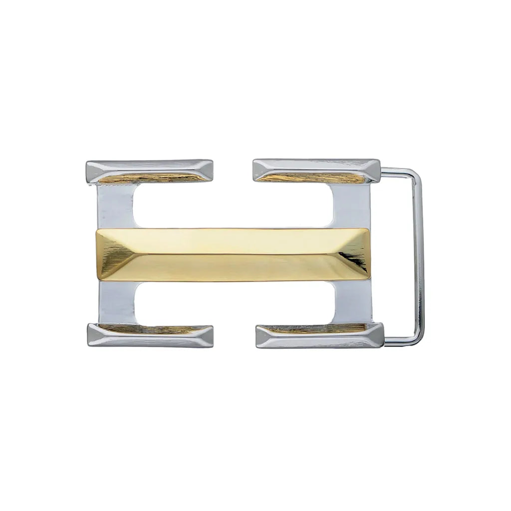 Pyramid-Bar 35mm belt buckle in Palladium Nickelfree HQ + Light Gold. 