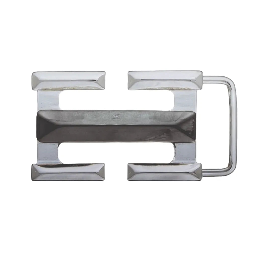 Pyramid-Bar 40mm belt buckle in Palladium Nickelfree HQ + Shiny Gun Metal. 