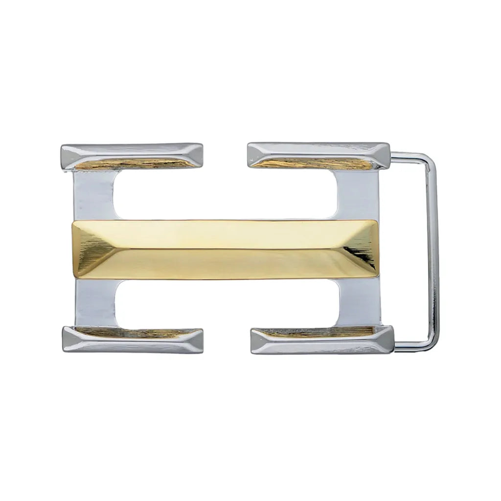 Pyramid-Bar 40mm belt buckle in Palladium Nickelfree HQ + Light Gold. 